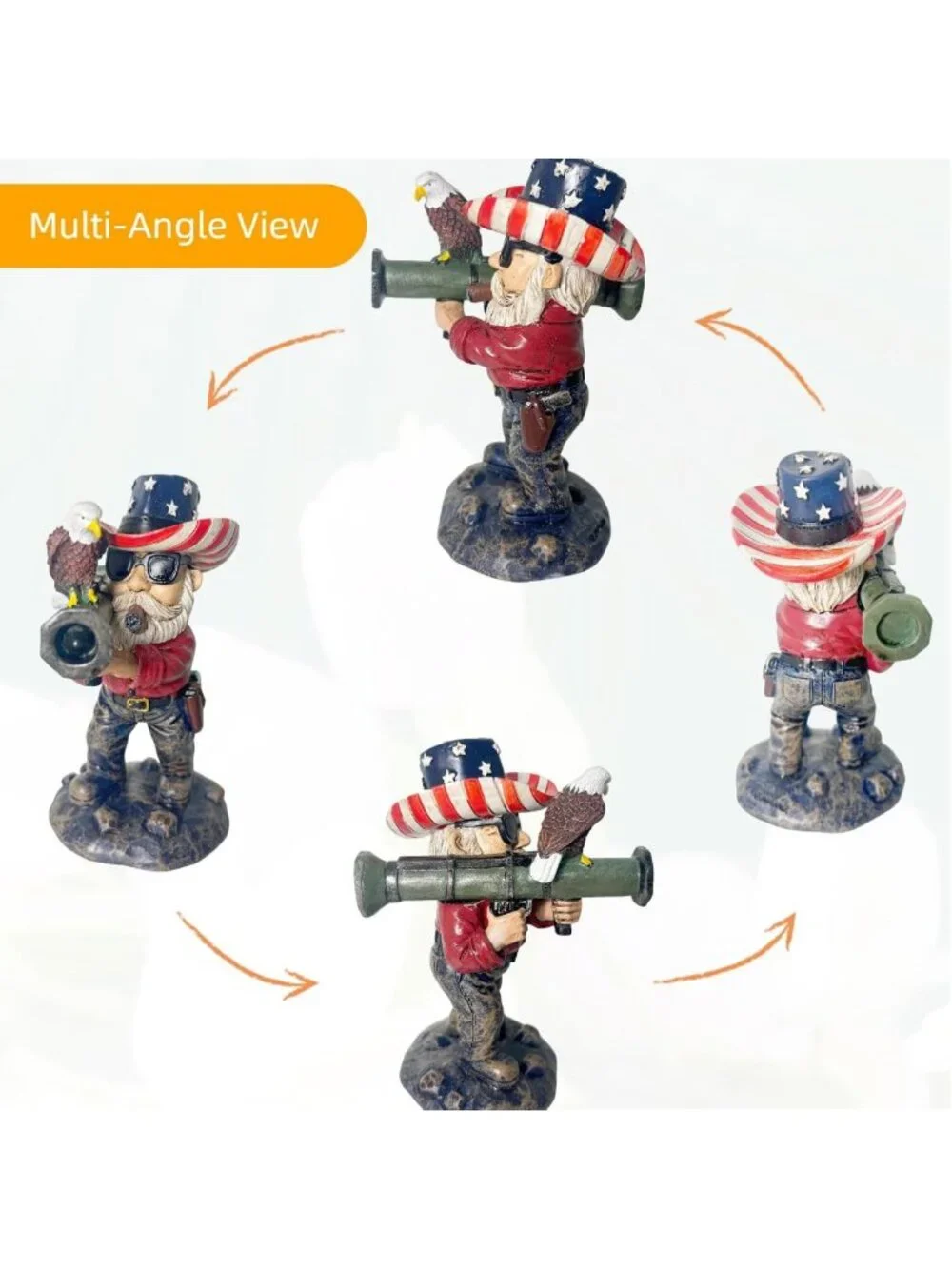 Military Garden Gnome - 4.8in Tactical Gnome with Guns, Patriotic Gifts for Men